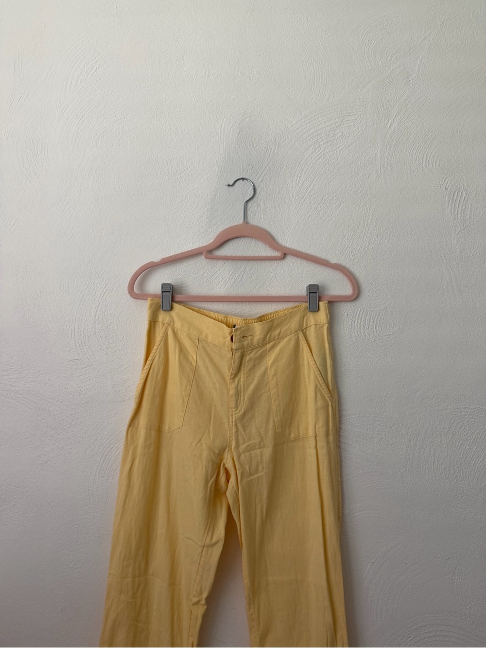 Straight Leg Women’s Casual Yellow Pants - Mid-rise